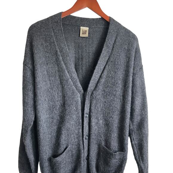 The Little Alpacas House Mens Cardigan‎ Sweater Gray Wool Grandpa Academia Cozy - Picture 4 of 9